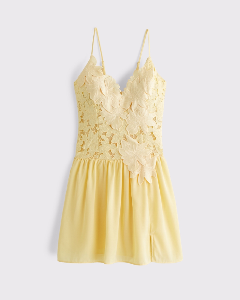 Bra-Free Applique Lace Mini Dress 상세 이미지 7