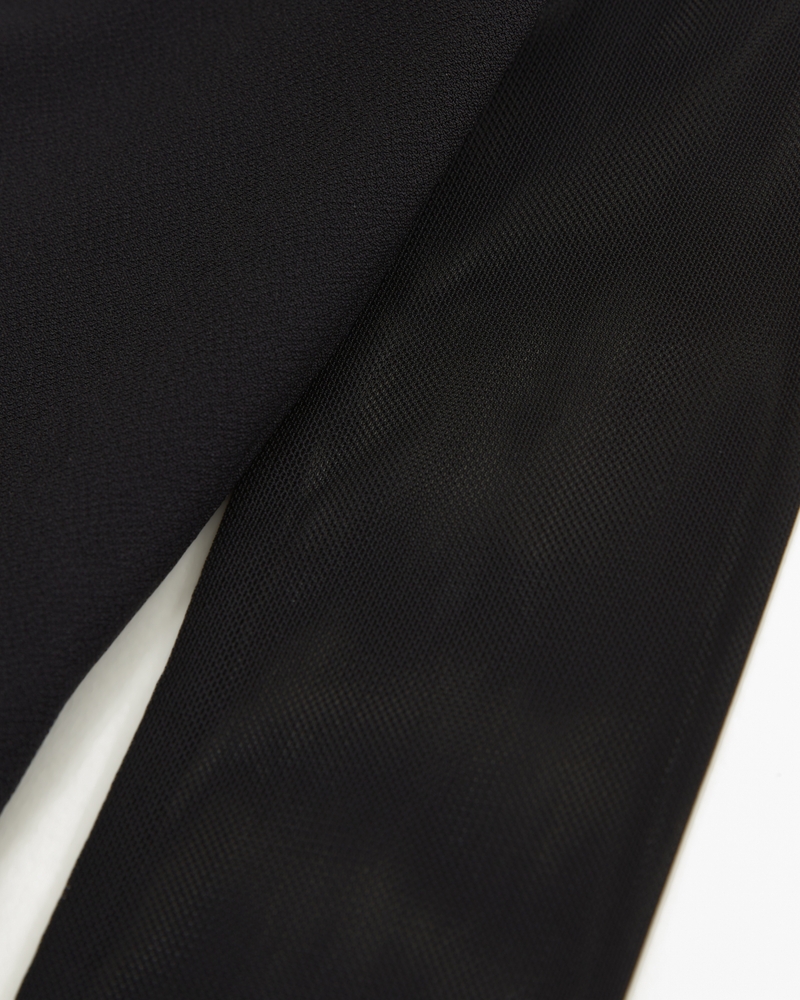 Long-Sleeve Mesh Crepe Shell Bodysuit 상세 이미지 7