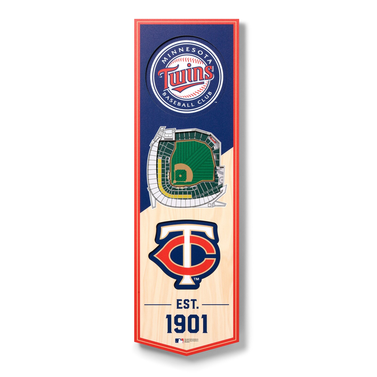 Minnesota Twins IDNA 6인치 x 19인치 3D StadiumView 배너