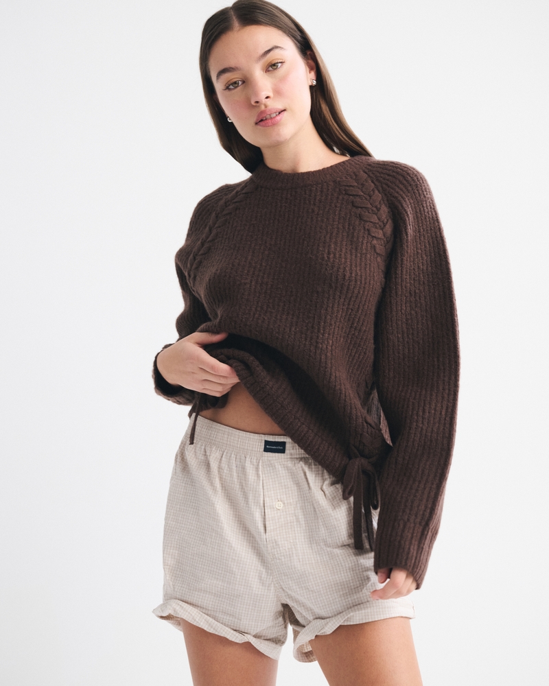 Dad Lace-Up Crew Sweater 상세 이미지 3