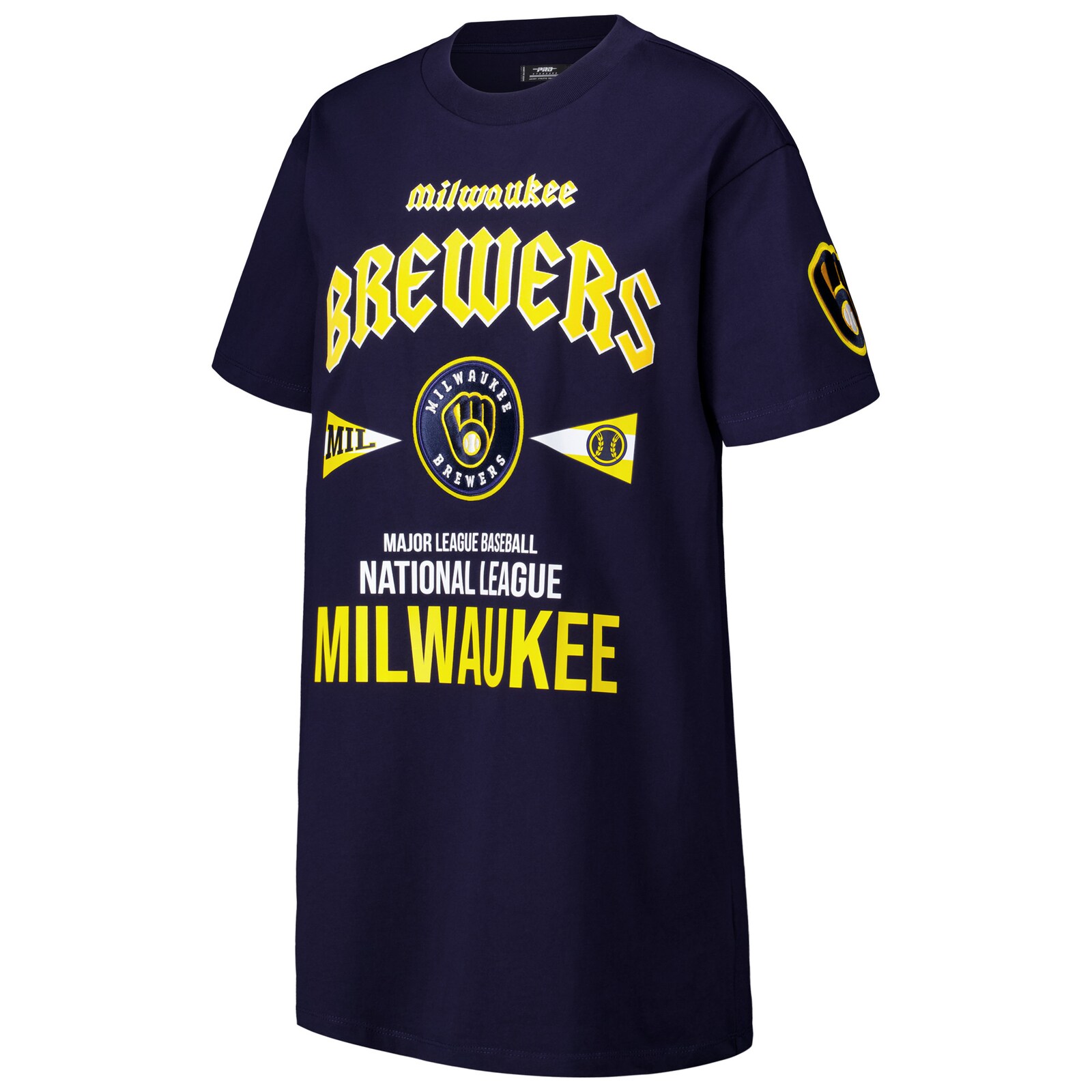 여성용 Milwaukee Brewers 네이비 오버사이즈 City Tour 티셔츠 드레스 상세 이미지 3
