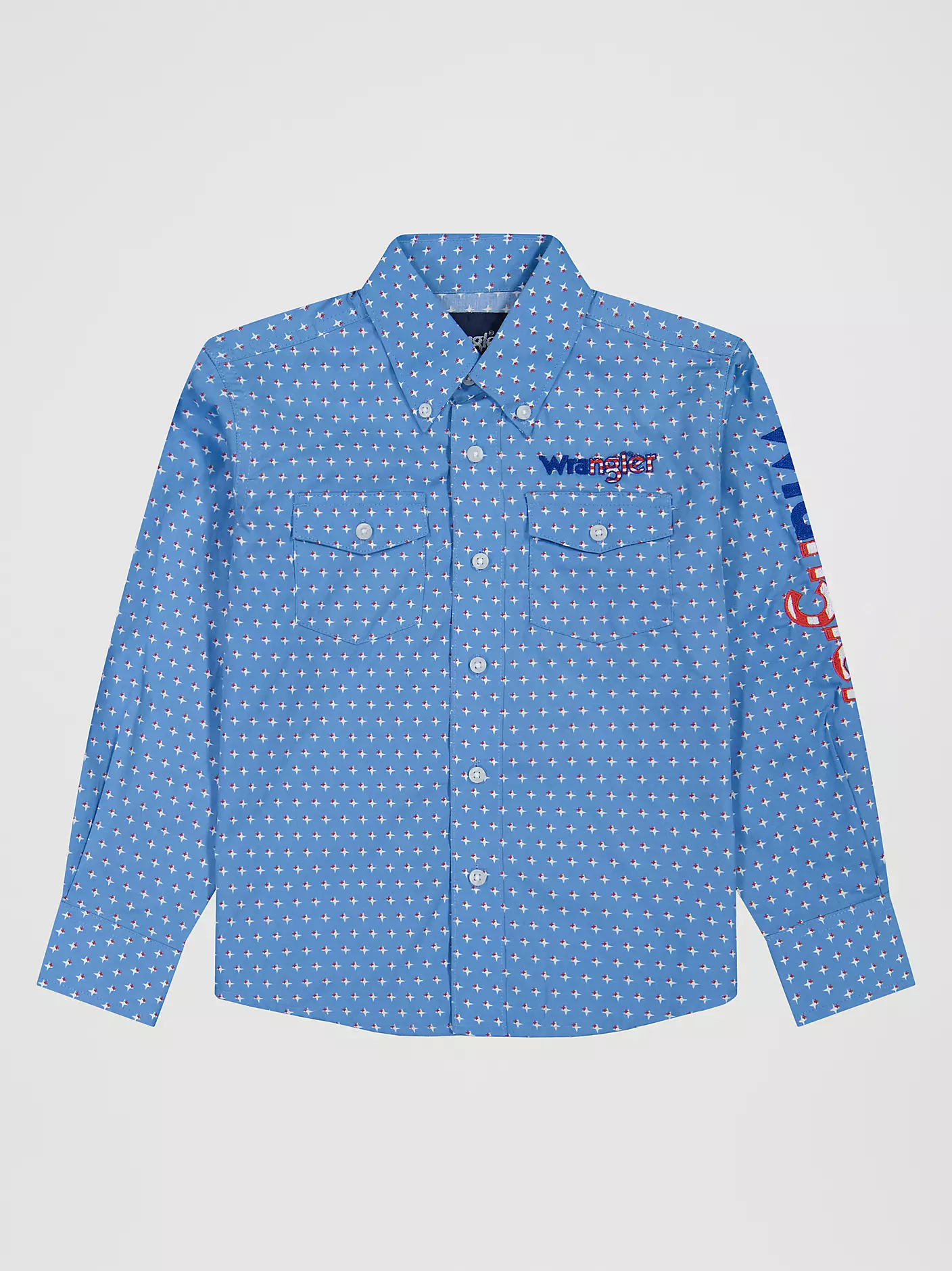 소년용 Wrangler 로고 긴팔 웨스턴 스냅 셔츠