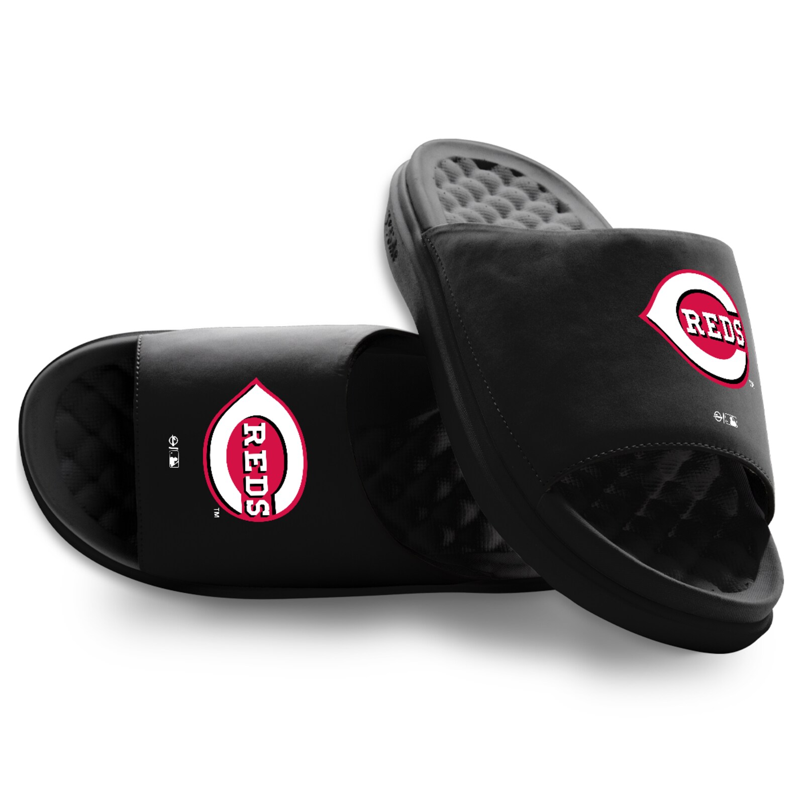 남녀공용 Cincinnati Reds 블랙 프라이머리 모티브 슬라이드 샌들 상세 이미지 2