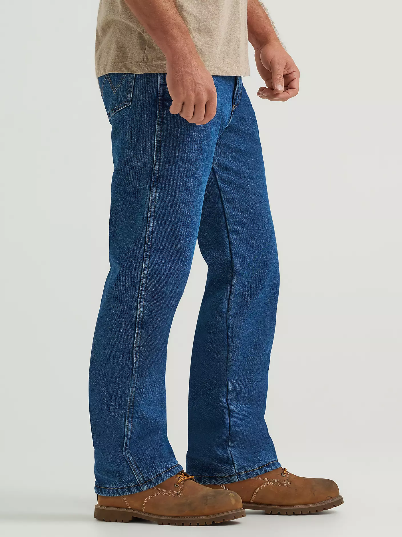 Rugged Wear® 스톤워시 후리스 안감 릴랙스 핏 청바지 상세 이미지 4