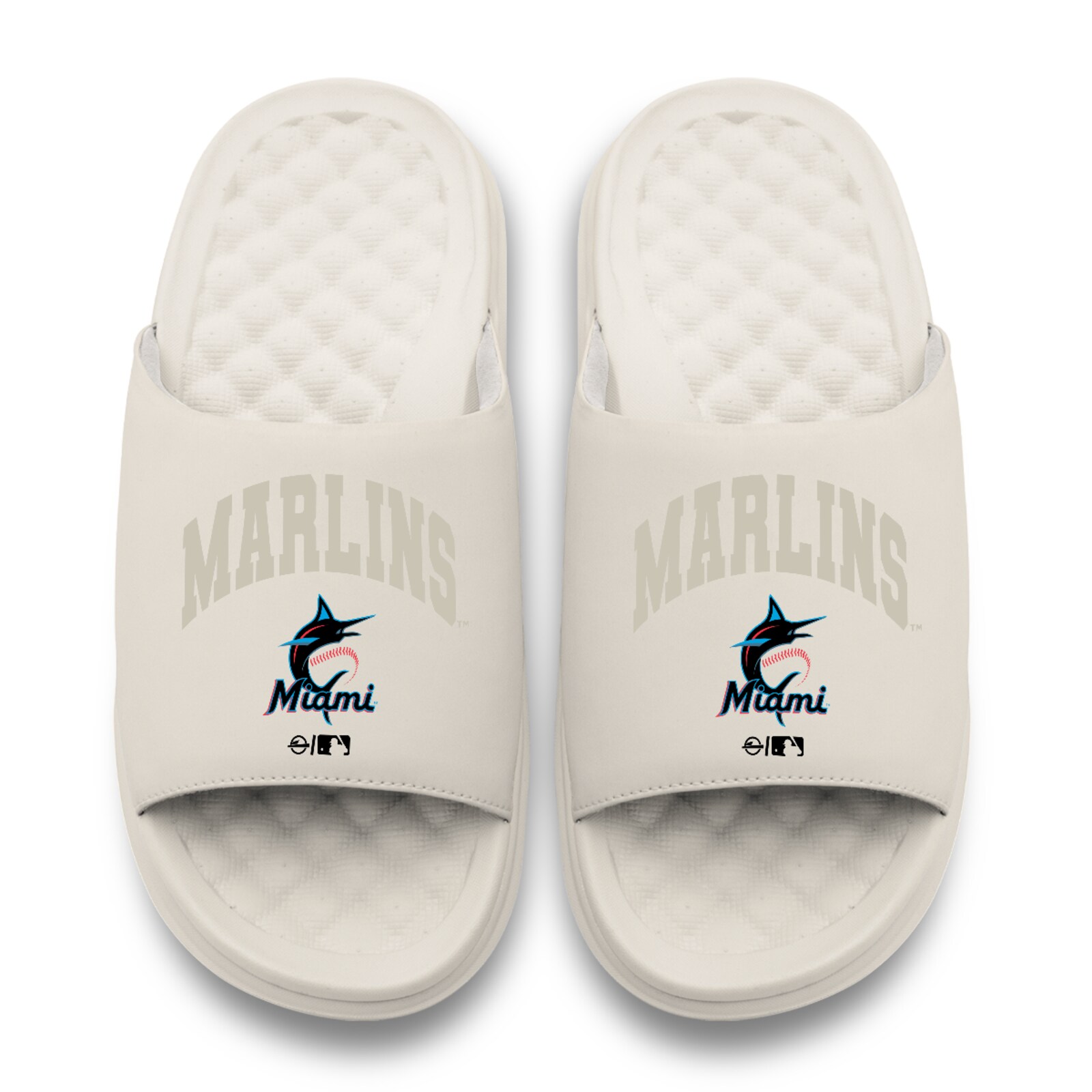 남녀공용 Miami Marlins ISlide 크림 Tonal Pop Motive 슬라이드 샌들 상세 이미지 3