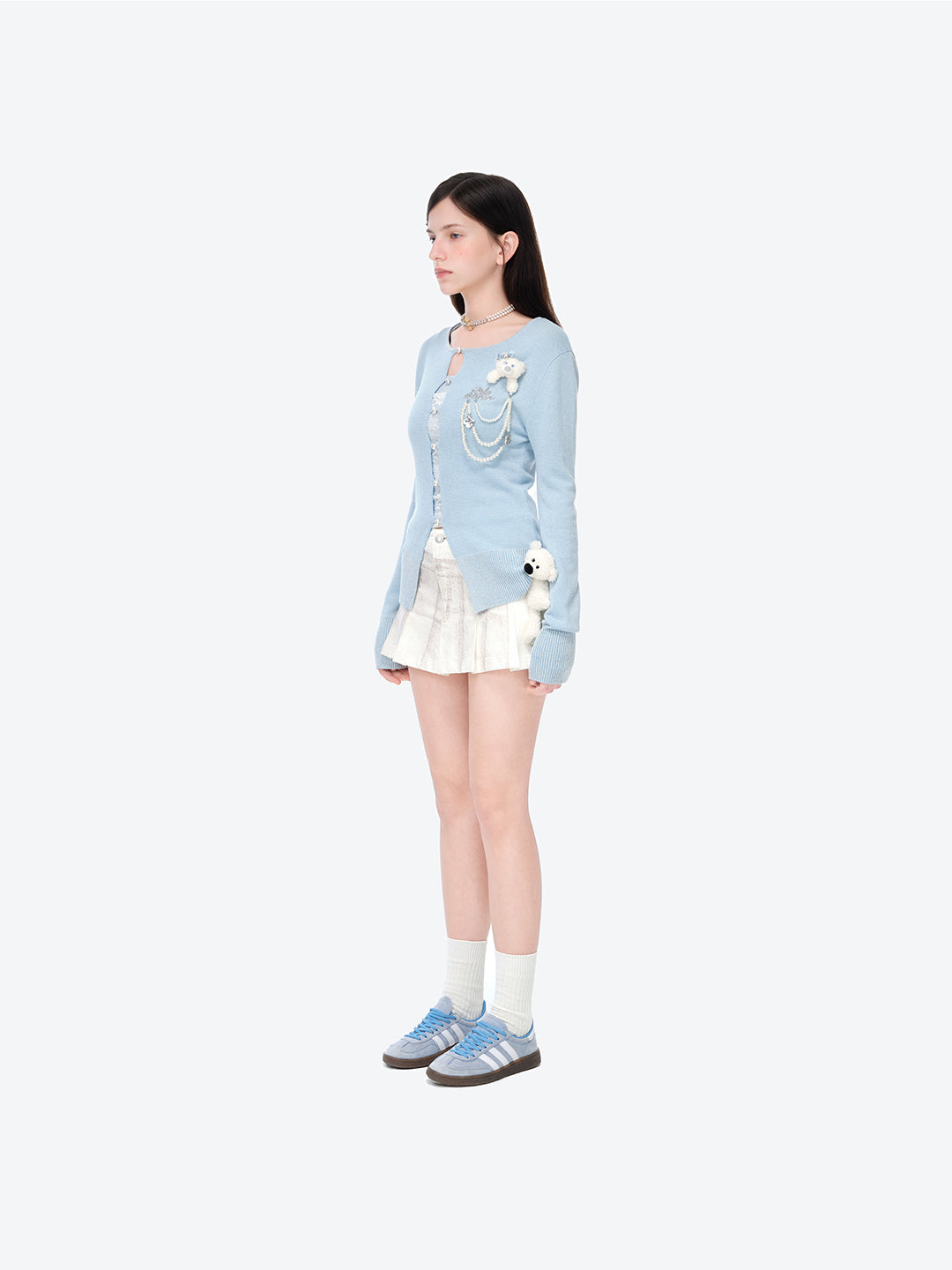 스파클 펄 체인 카디건 블루 상세 이미지 3