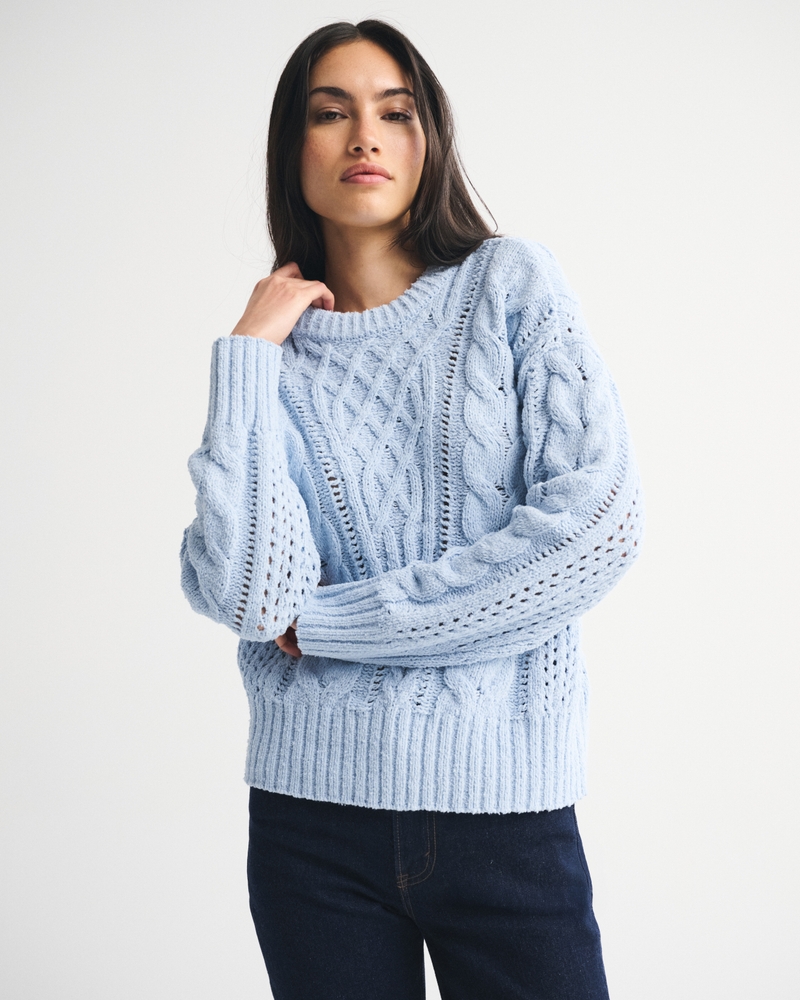 Textural Stitch Cable Crew Sweater 상세 이미지 3