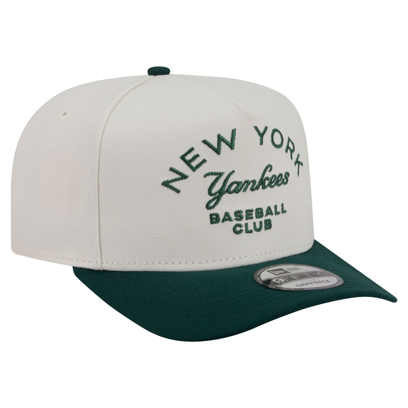남성용 New York Yankees New Era 크림/다크 그린 크롬 A-Frame 9FIFTY 스냅백 모자 상세 이미지 4