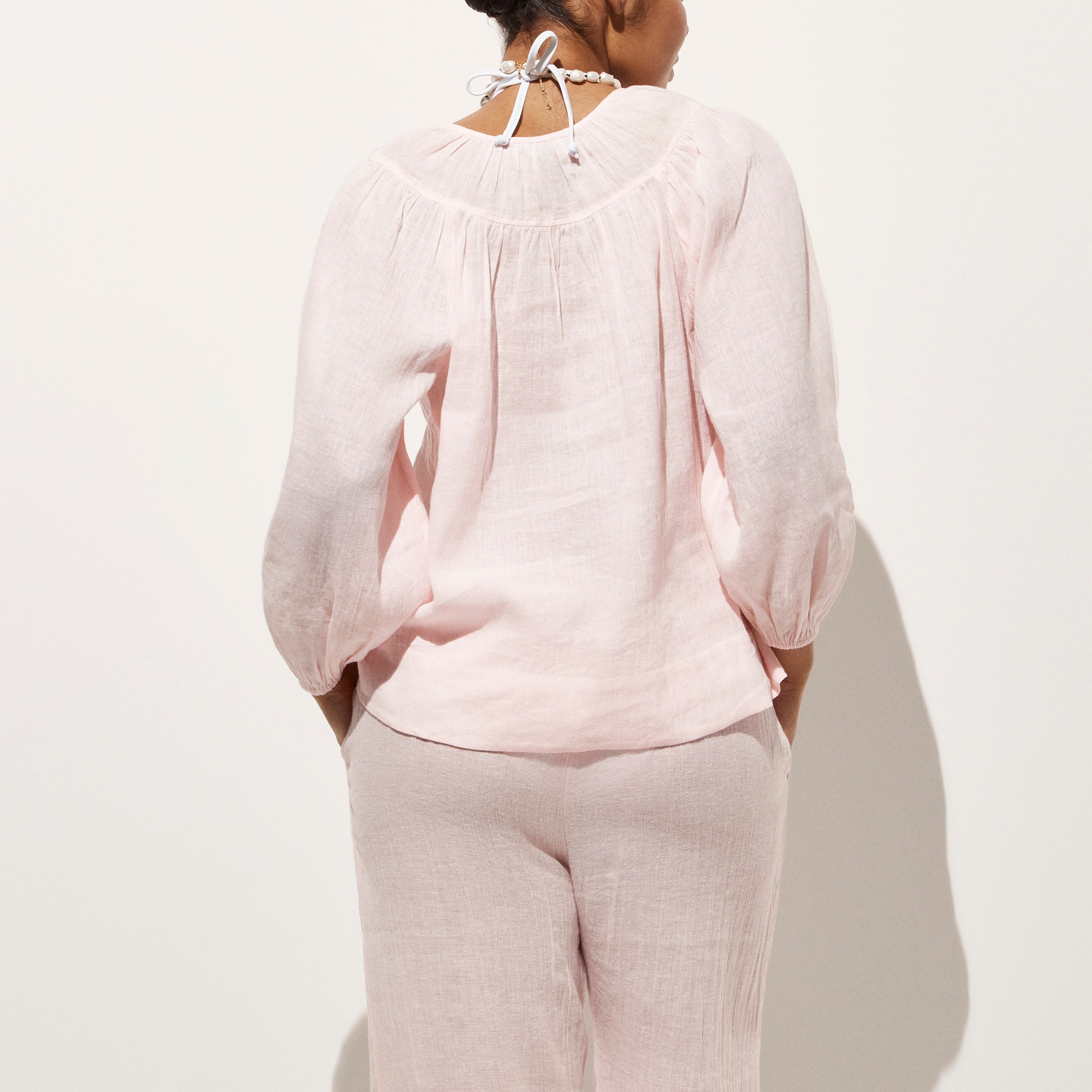 Long-sleeve tunic top in Hampton linen-blend 상세 이미지 5