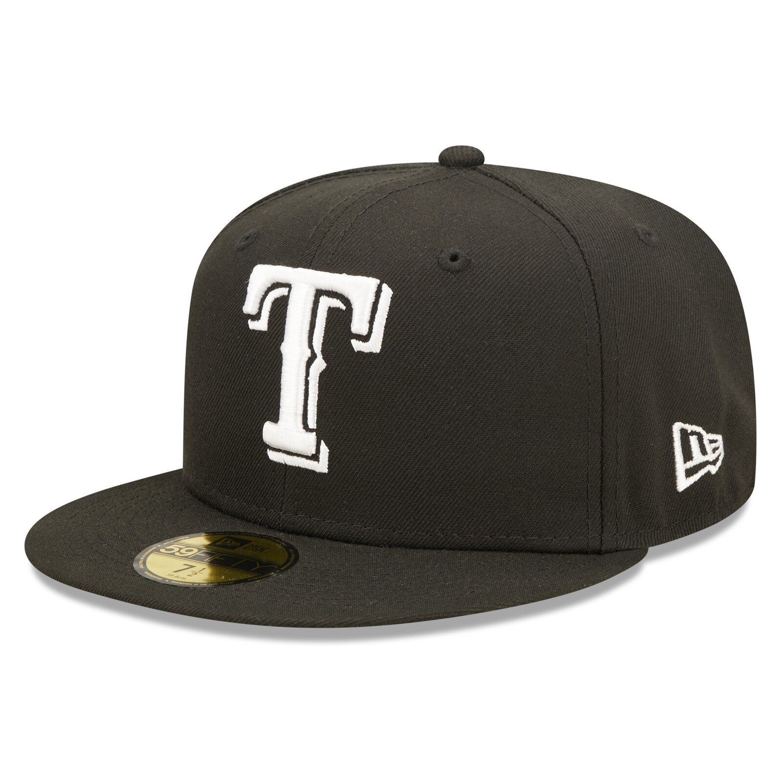 남성용 Texas Rangers New Era 블랙 팀 로고 59FIFTY 피티드 모자