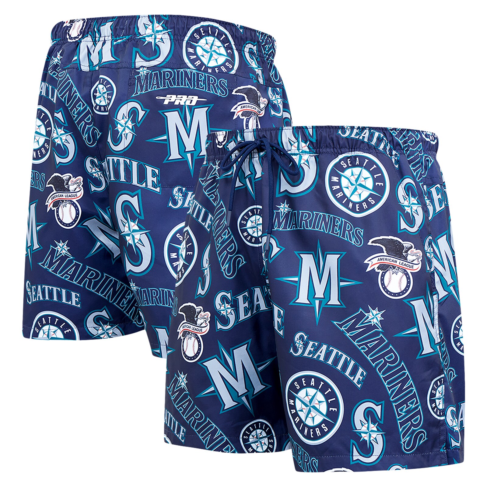 남성용 Seattle Mariners Pro Standard 네이비 Toss Logo 우븐 반바지 상세 이미지 2