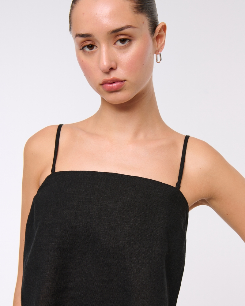 Linen-Blend Strapless Scarf Top 상세 이미지 3
