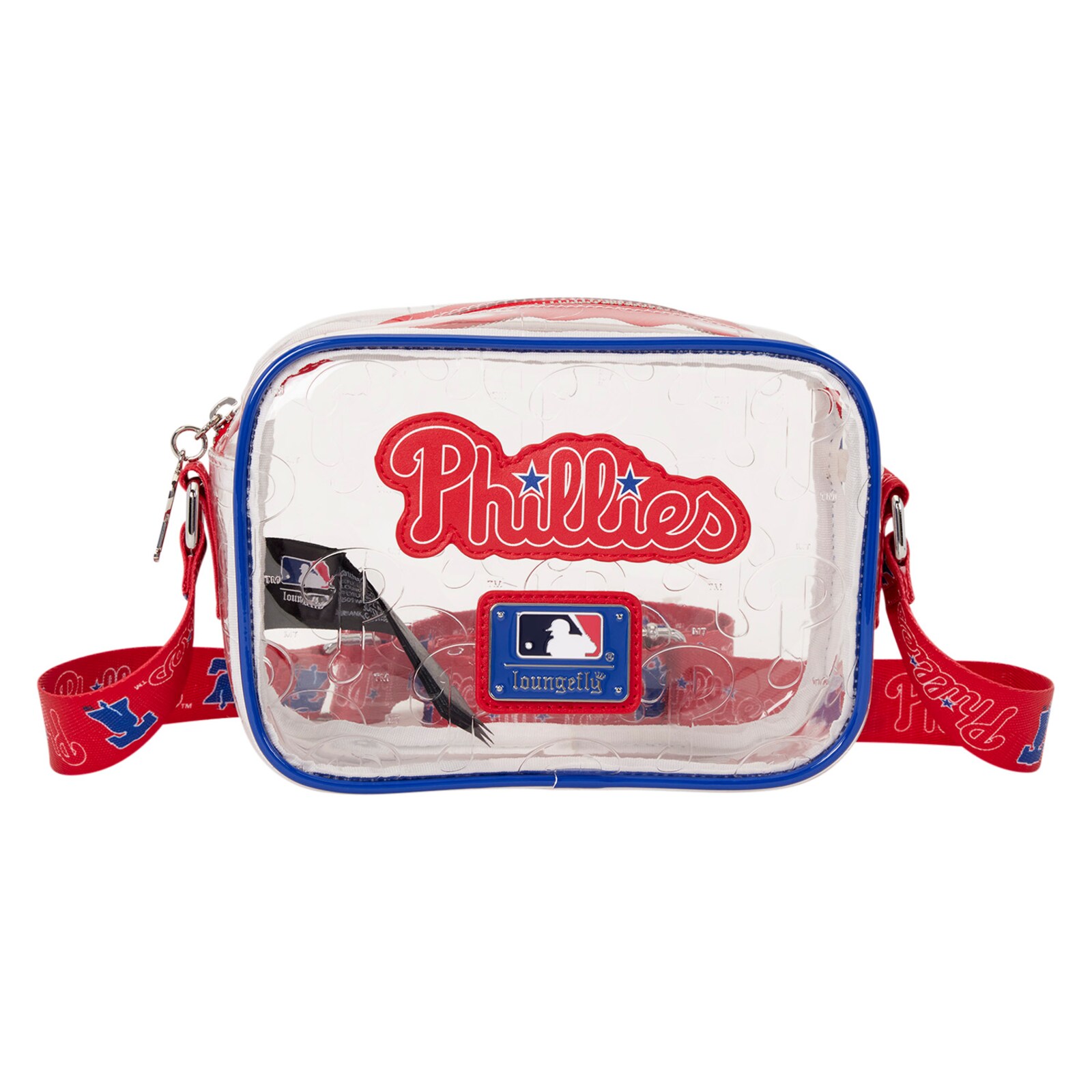Philadelphia Phillies Loungefly 투명 올오버 로고 크로스바디 가방