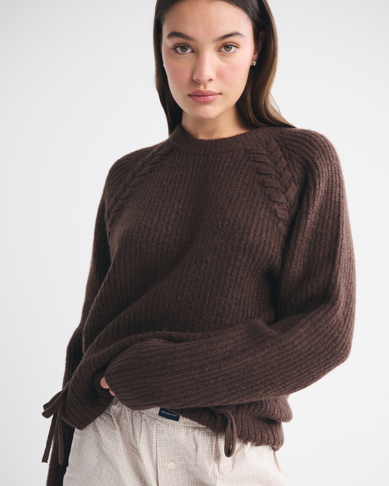 Dad Lace-Up Crew Sweater 상세 이미지 4