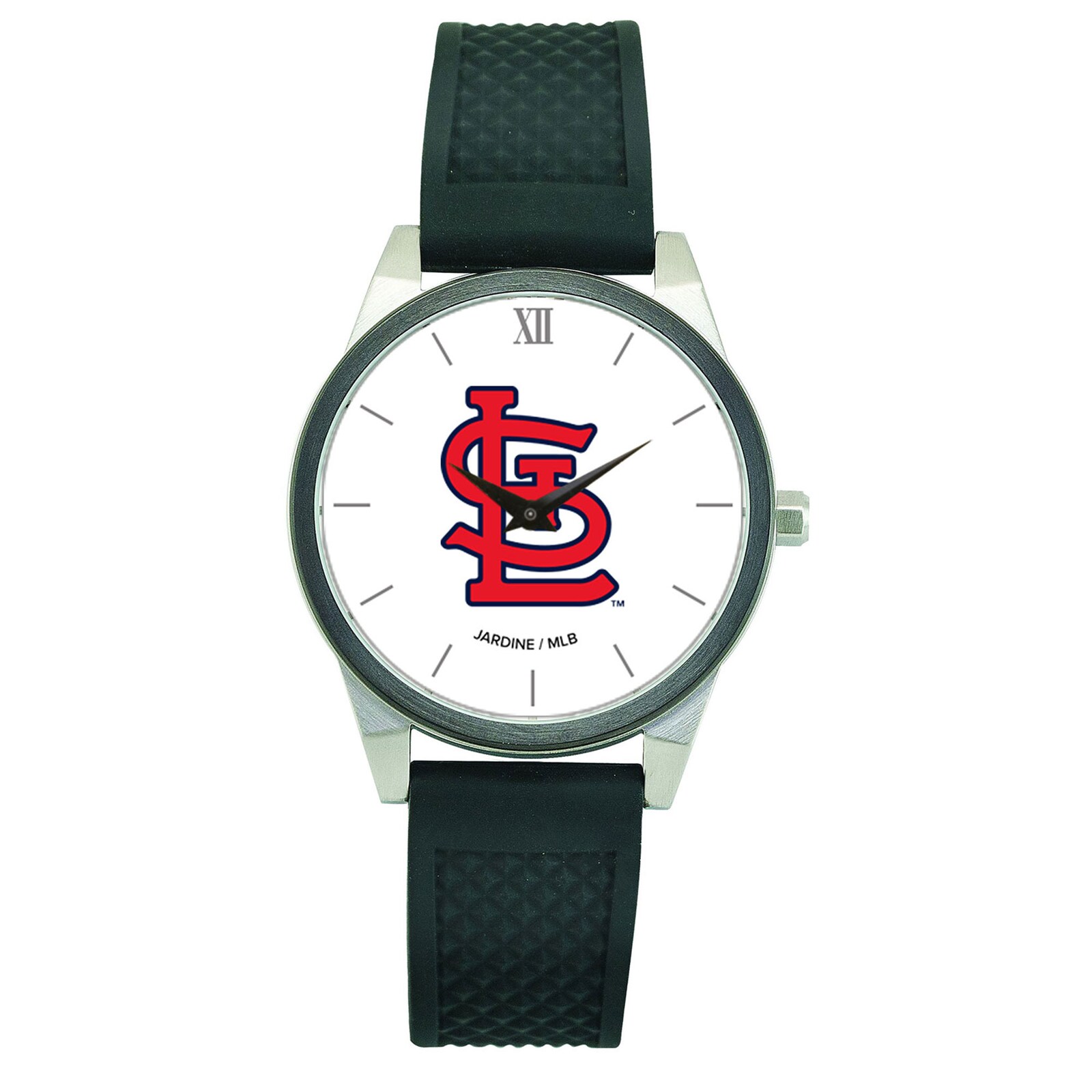 여성용 St. Louis Cardinals 블랙 실리콘 스트랩 손목시계
