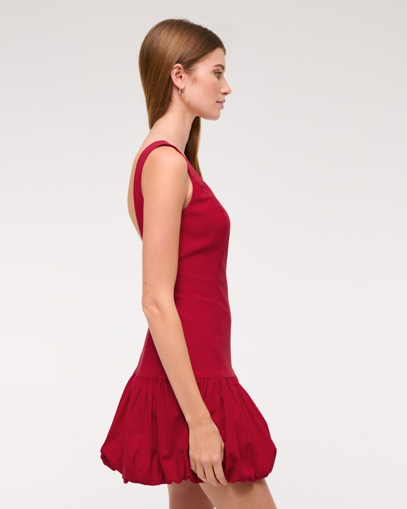 High-Neck Bubble Hem Mini Dress 상세 이미지 4