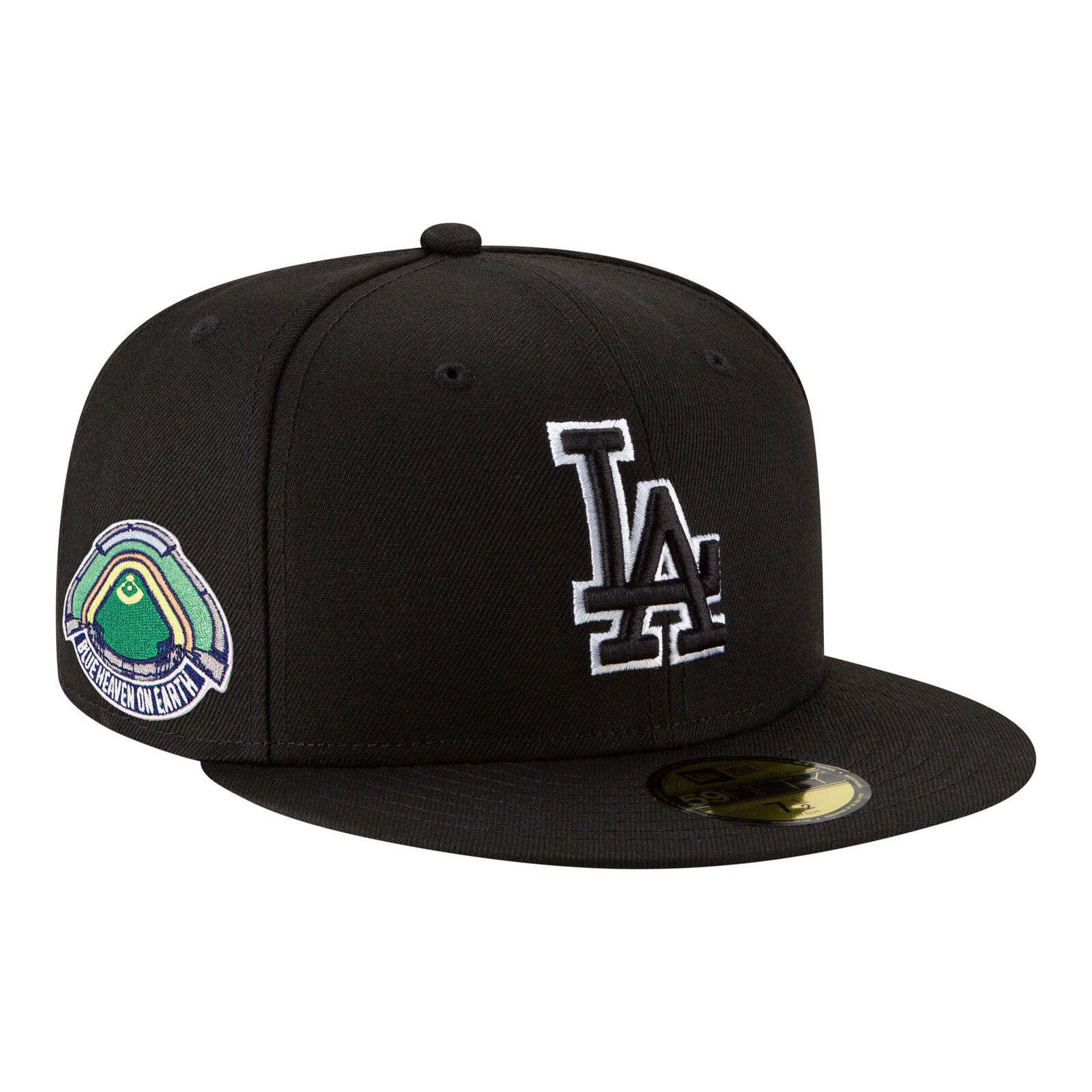 남성용 Los Angeles Dodgers New Era 블랙 Blue Heaven On Earth 스타디움 패치 59FIFTY 핏 모자 상세 이미지 2