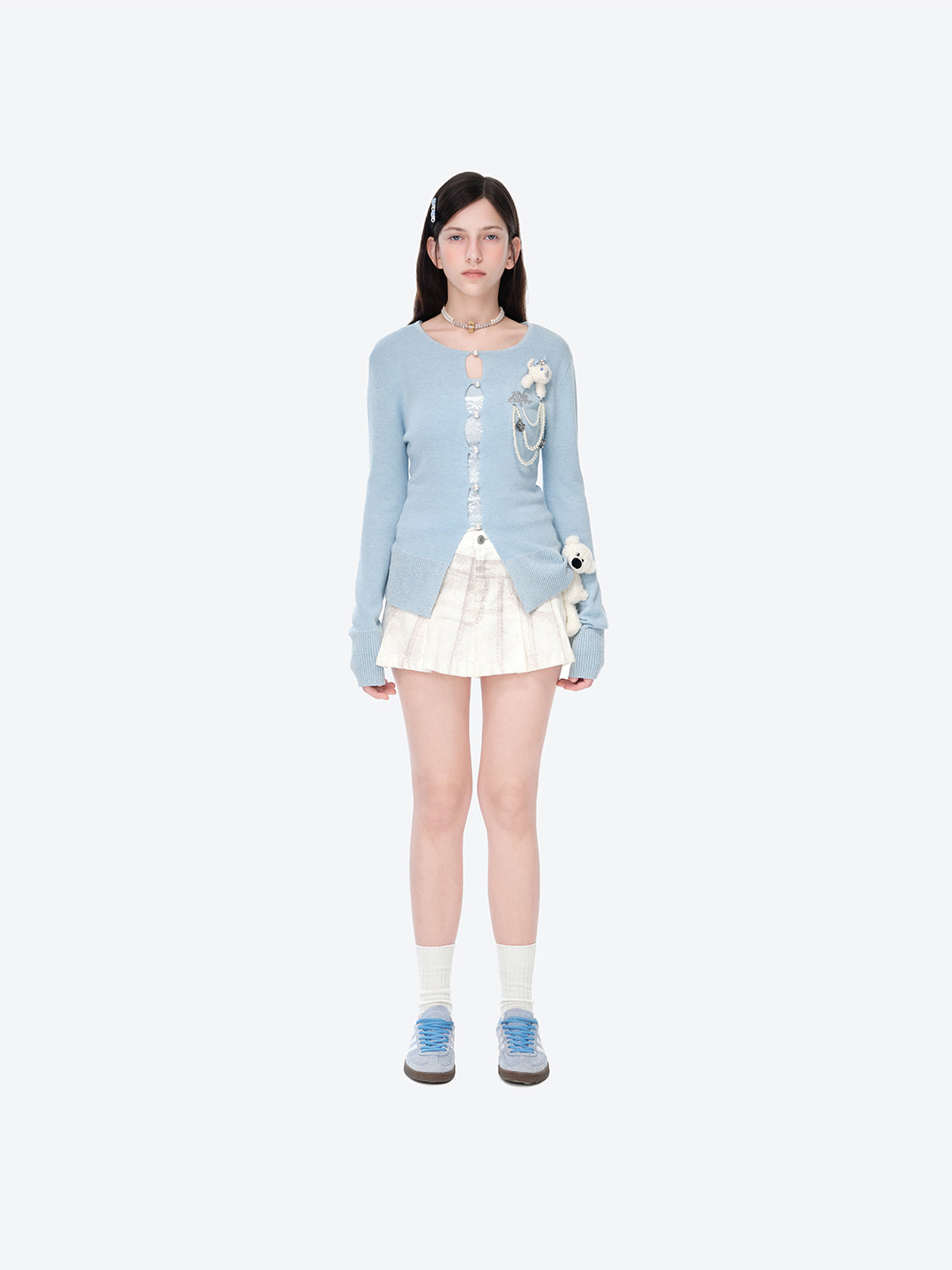 스파클 펄 체인 카디건 블루 상세 이미지 2