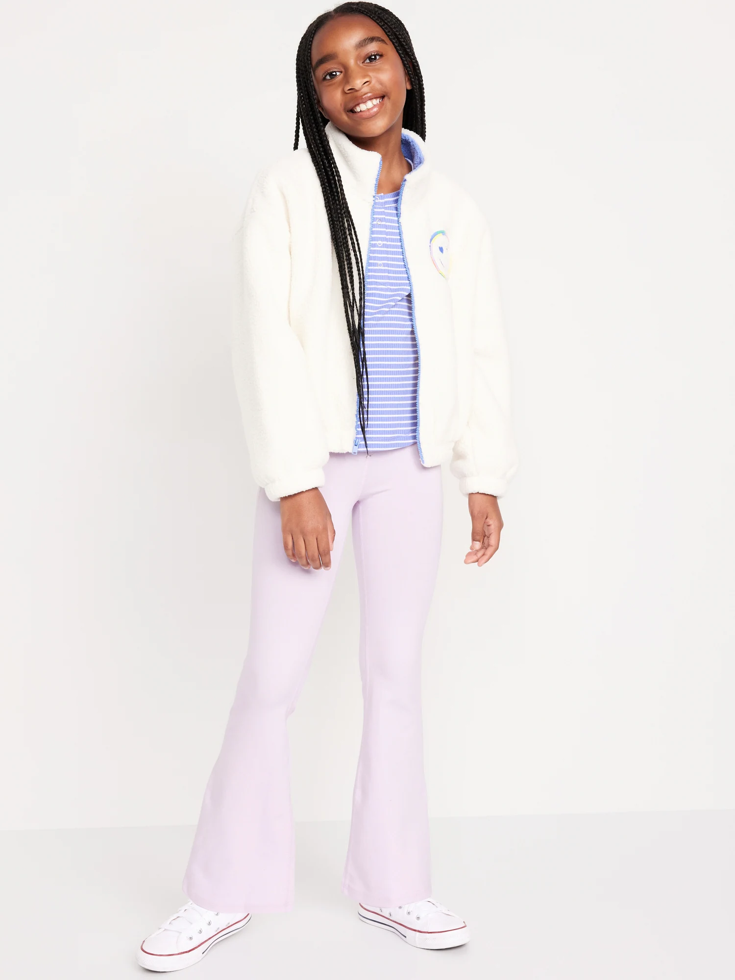 High-Waisted PowerChill Side-Ruched Flared Leggings for Girls 상세 이미지 3