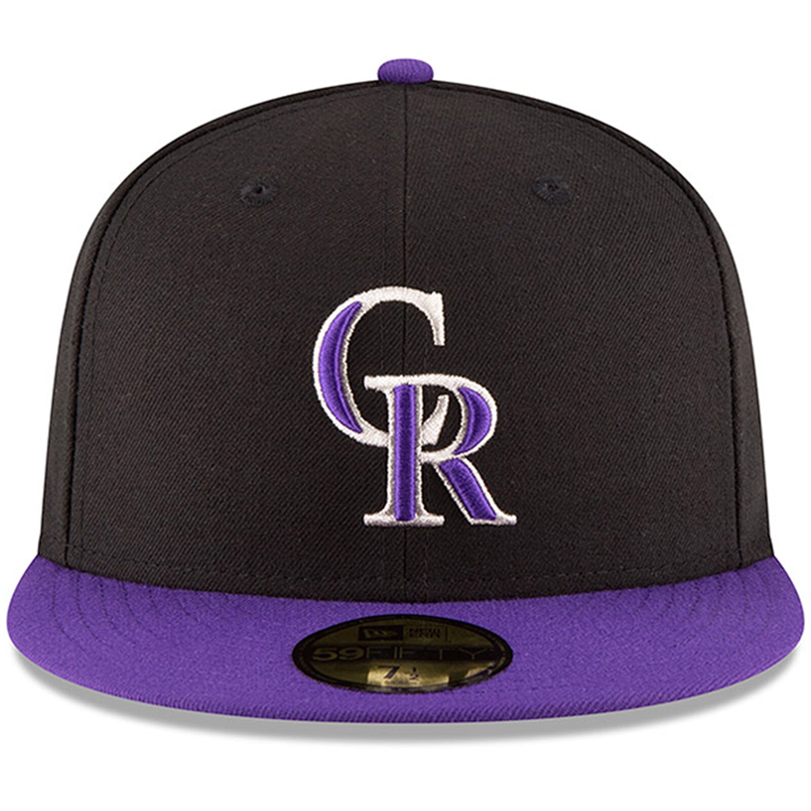 남성용 Colorado Rockies New Era 블랙/퍼플 오센틱 컬렉션 온필드 59FIFTY 스트럭처드 모자 상세 이미지 3
