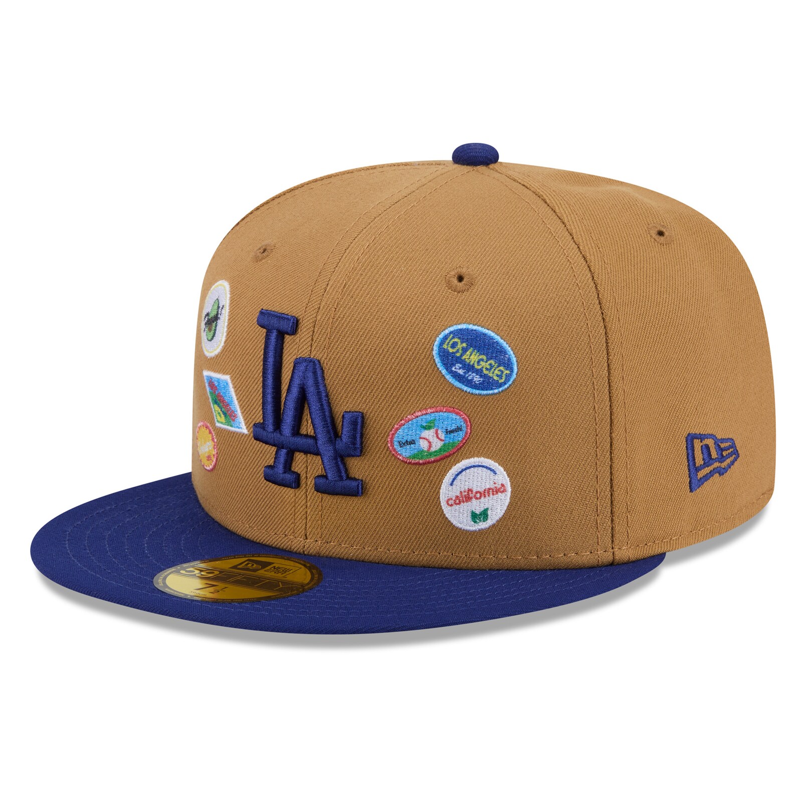남성용 Los Angeles Dodgers New Era 탄 프루트 스티커 59FIFTY 피티드 모자 상세 이미지 4