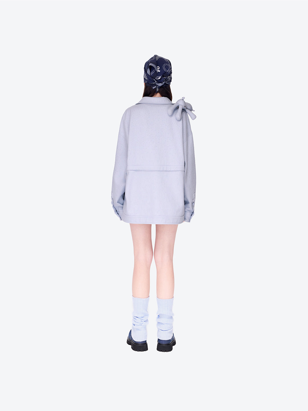 인조 라인스톤 장식 셔츠 재킷 블루 상세 이미지 4
