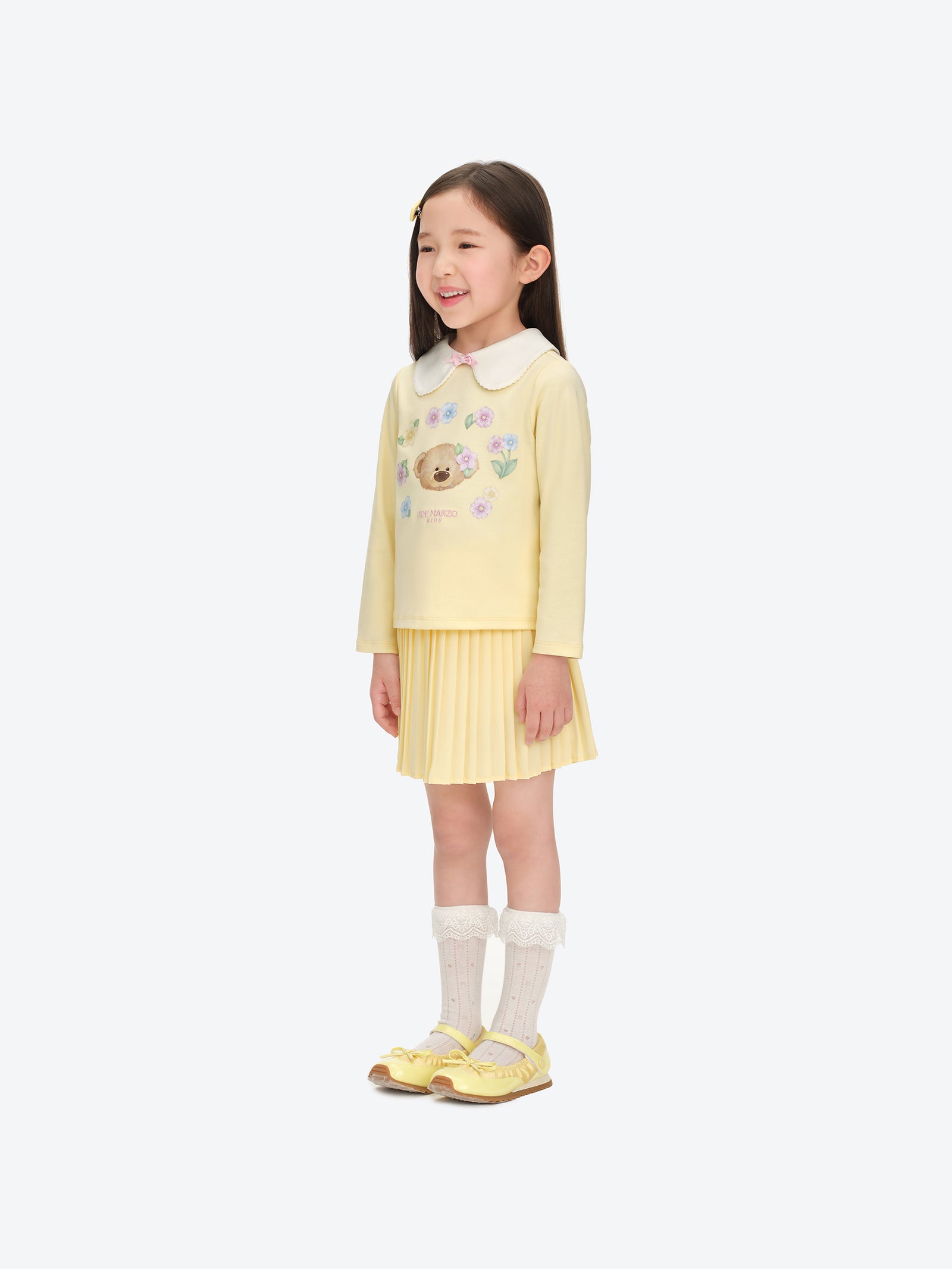베이비베어 플라워 리스 긴소매 상의 옐로 상세 이미지 3