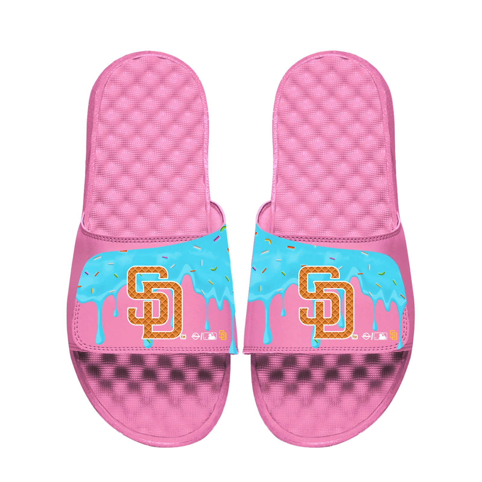 남녀공용 San Diego Padres ISlide 핑크 아이스크림 드립 슬라이드 샌들 상세 이미지 2