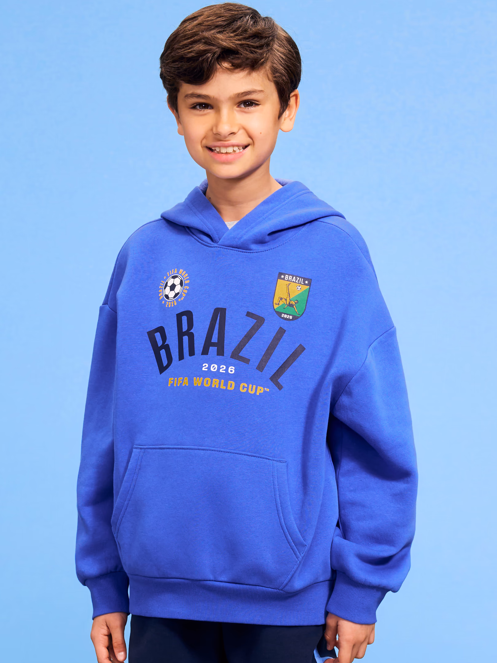 FIFA World Cup 26™ 브라질 오버사이즈 풀오버 후디 남아용