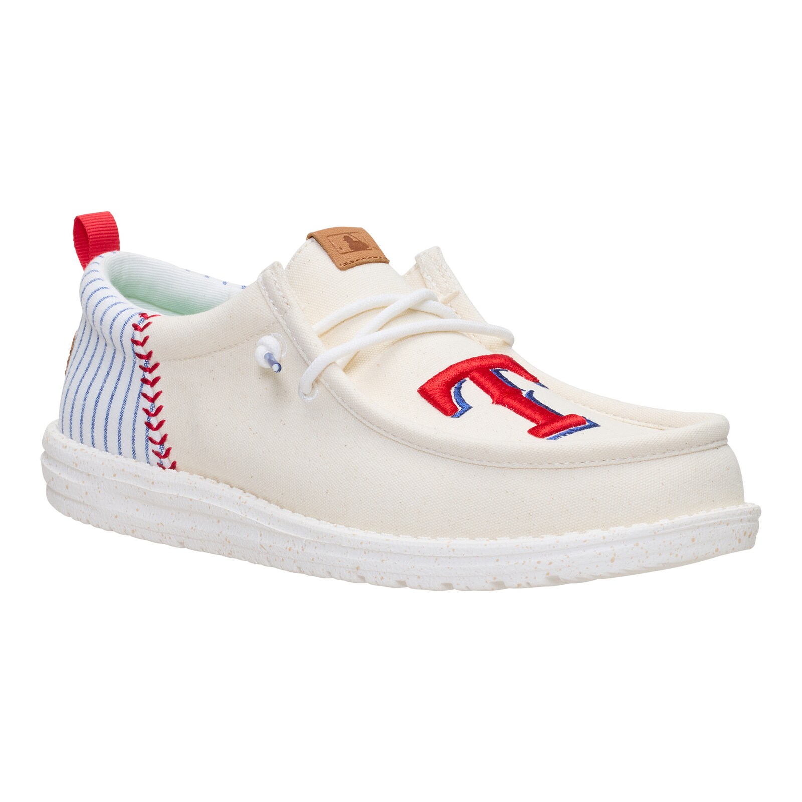 남성용 Texas Rangers Hey Dude 화이트 Wally 캐주얼 슬립온 슈즈 상세 이미지 5