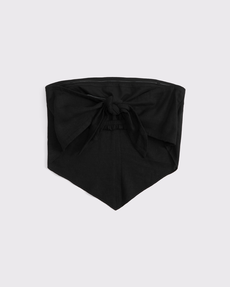 Linen-Blend Strapless Scarf Top 상세 이미지 7