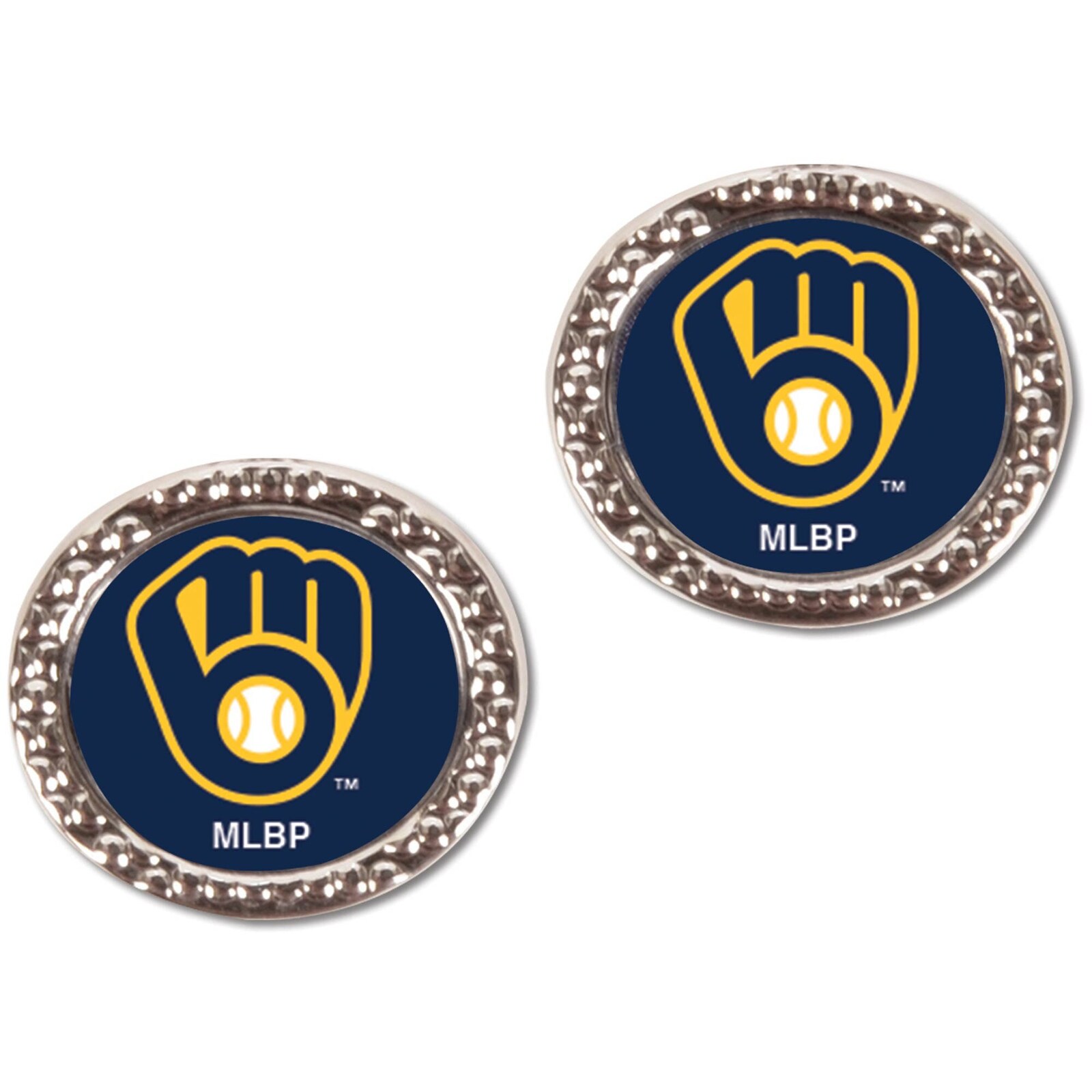 여성용 Milwaukee Brewers WinCraft 로고 라운드 포스트 귀걸이 상세 이미지 2