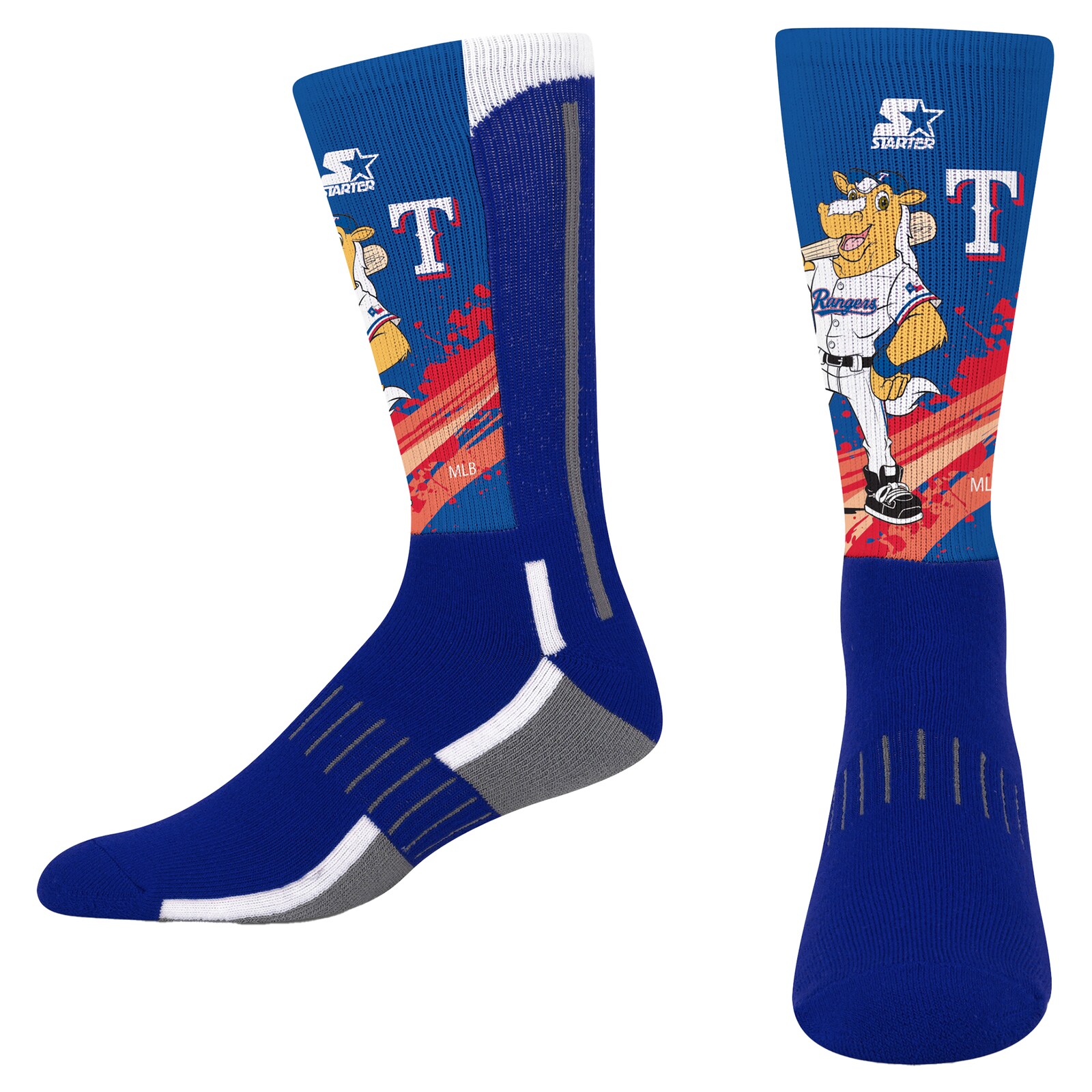유소년 Texas Rangers Starter 로열 피넘 마스코트 컬러 스플래시 크루 양말 상세 이미지 2
