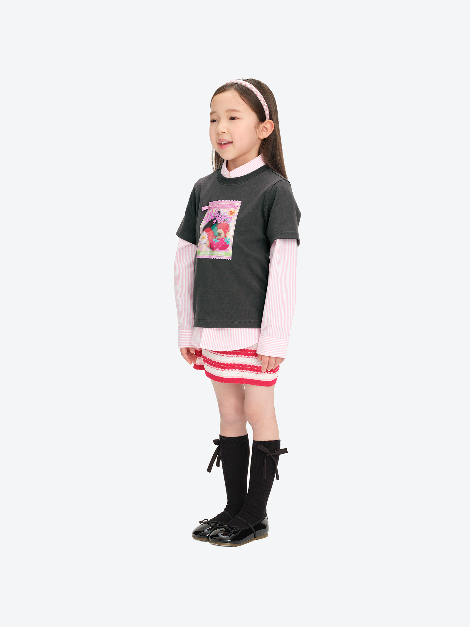 베이비베어 캔디 포장지 프린트 티셔츠 다크 그레이 상세 이미지 3