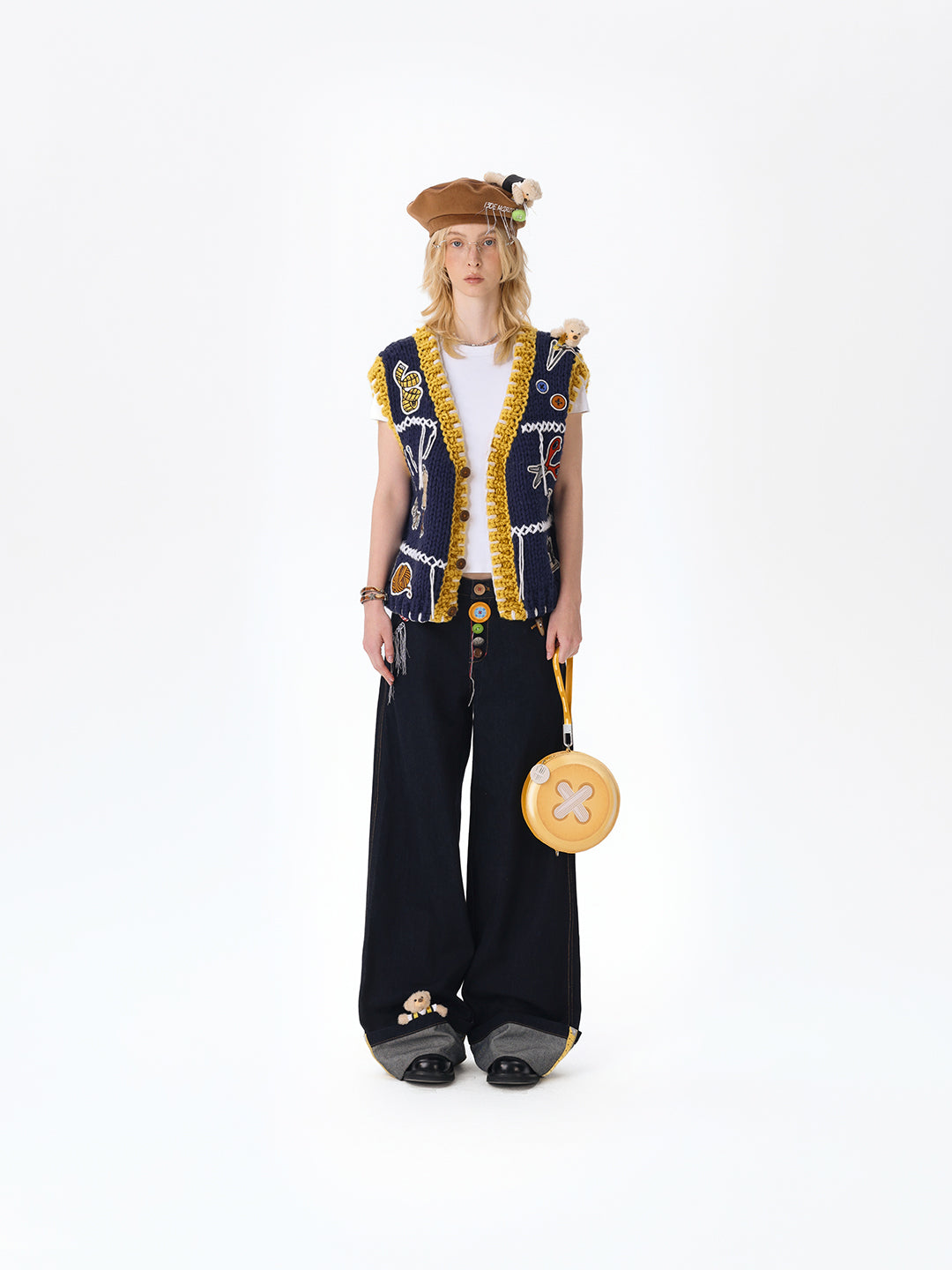 테일러 베어 버튼 진 네이비 블루 상세 이미지 2