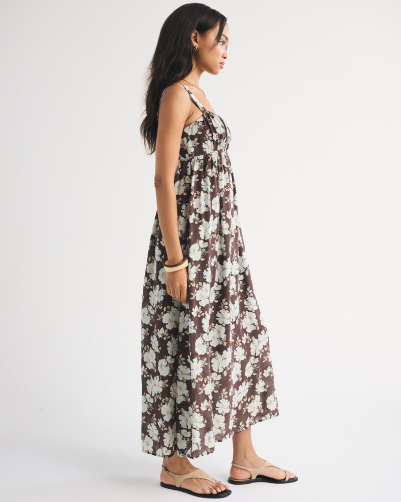 Bra-Free Sweetheart Ruched Flowy Maxi Dress 상세 이미지 4