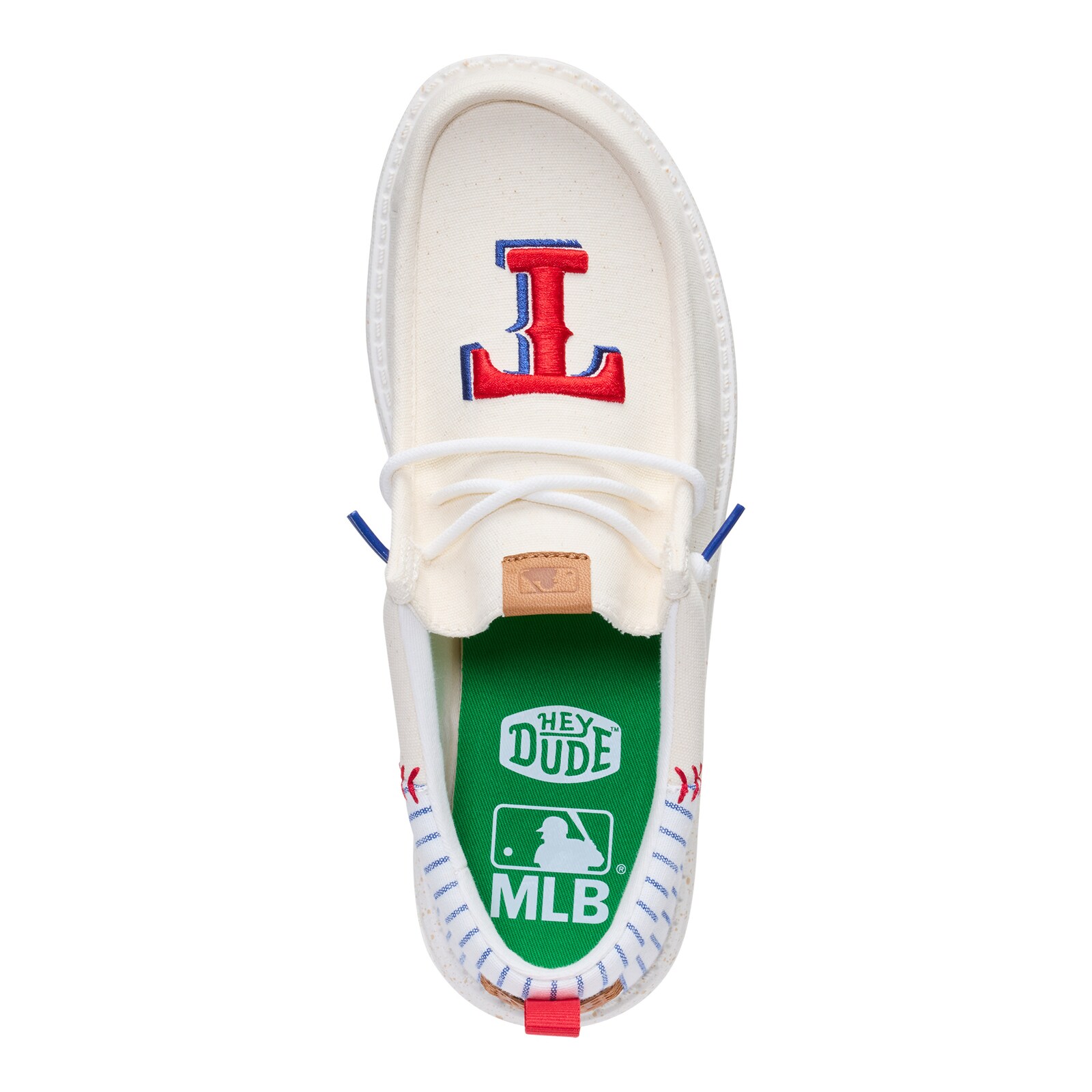 남성용 Texas Rangers Hey Dude 화이트 Wally 캐주얼 슬립온 슈즈 상세 이미지 3