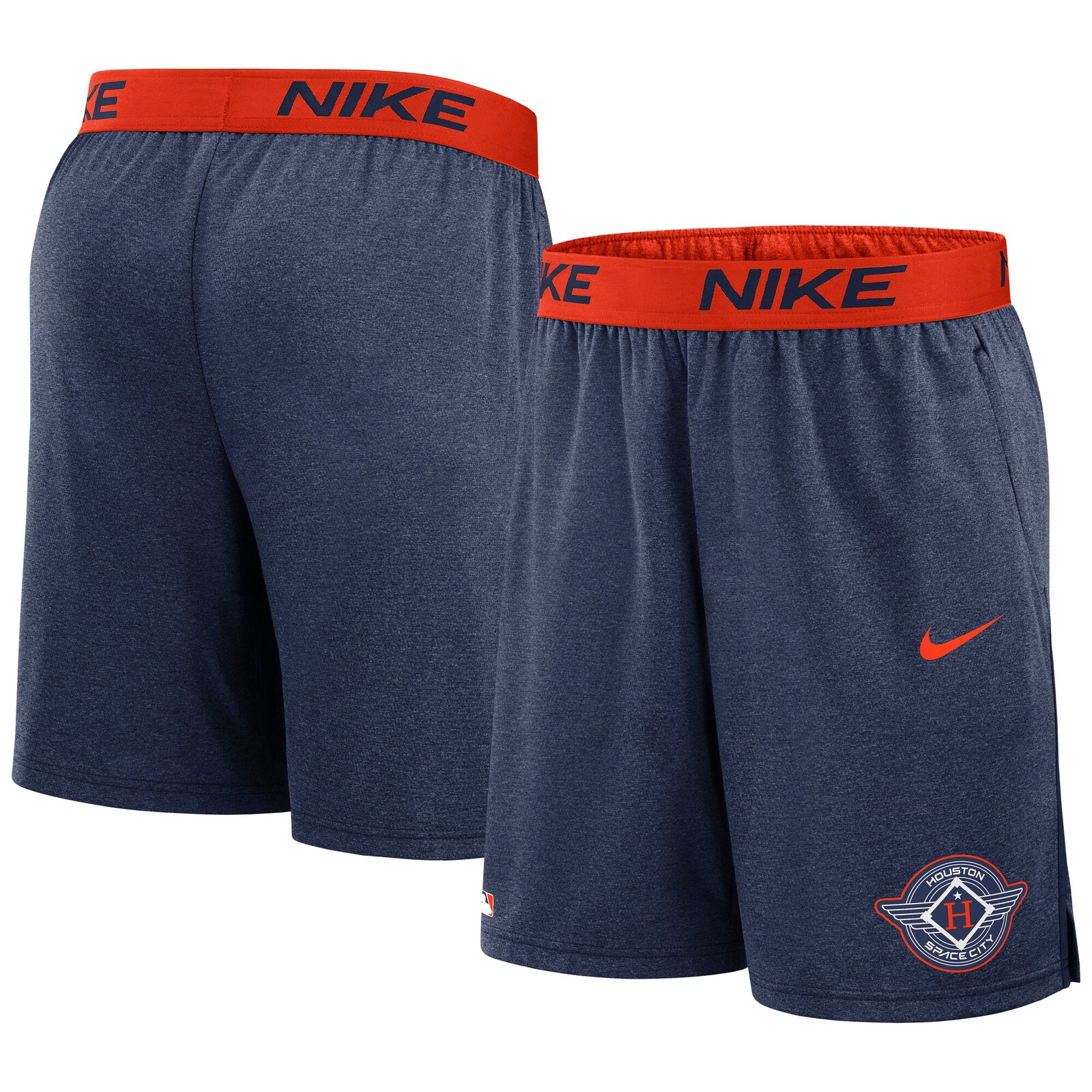 남성용 Houston Astros Nike 네이비/오렌지 2025 City Connect Authentic Collection 니트 쇼츠 상세 이미지 2