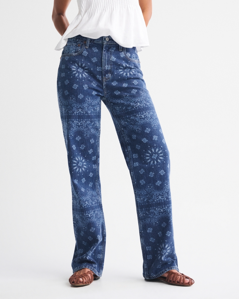Curve Love High Rise 90s Relaxed Bandana Print Jean 상세 이미지 4