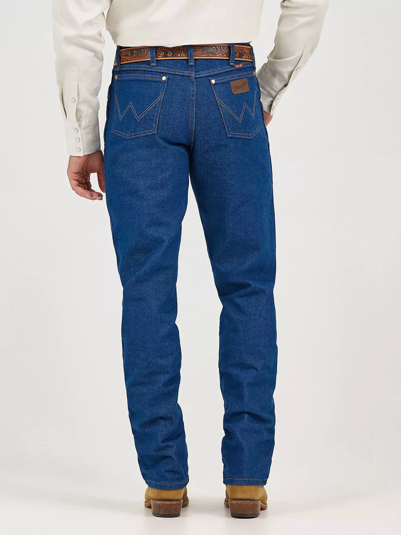 프리워시드 인디고 Wrangler® Cowboy Cut® 릴랙스드 핏 청바지 상세 이미지 4