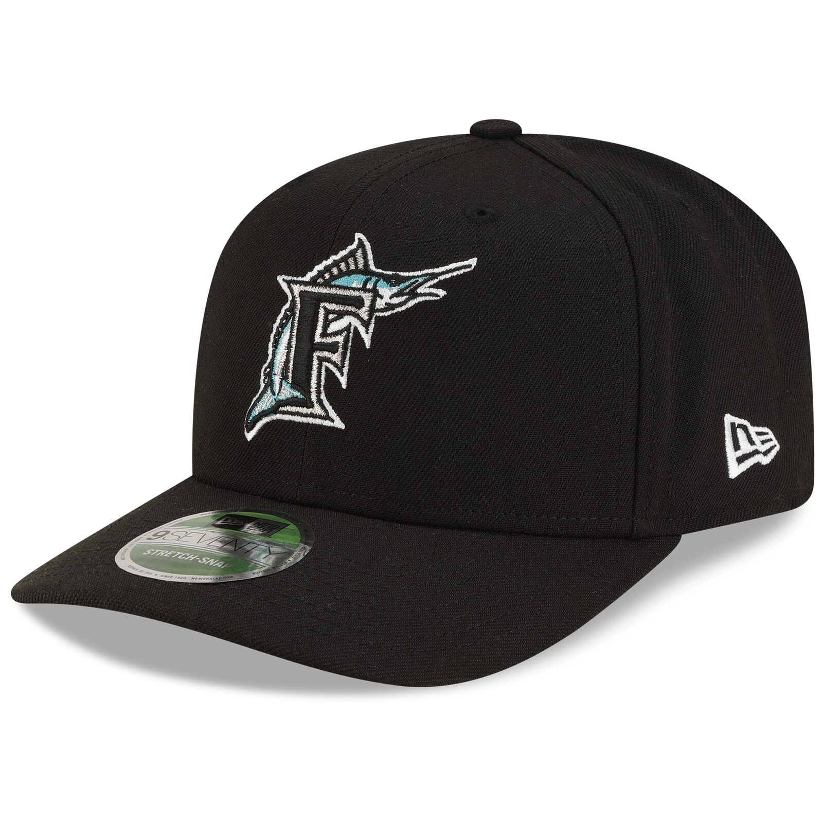 남성용 Florida Marlins New Era 블랙 Player Replica 9SEVENTY 조절식 모자 상세 이미지 2