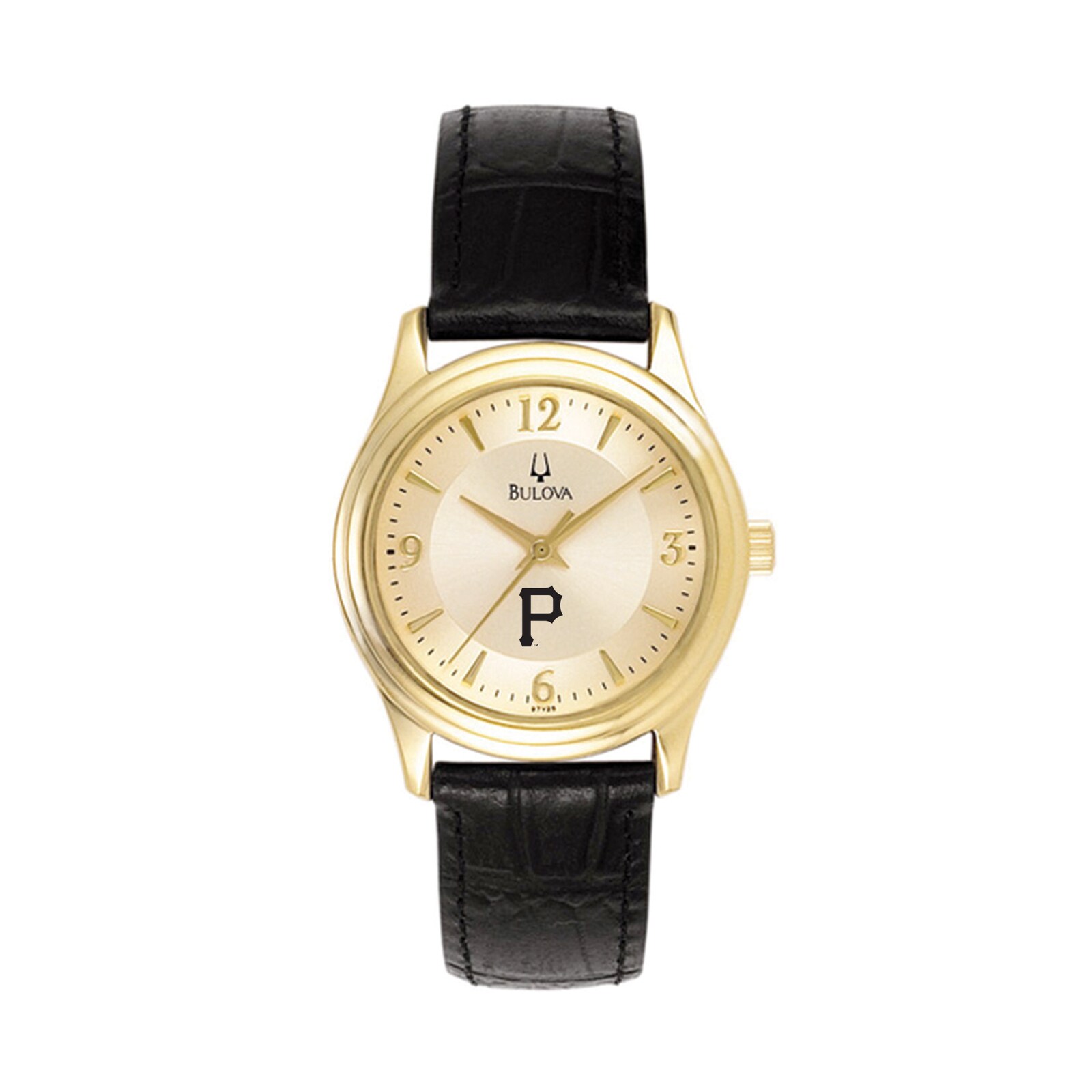 여성용 피츠버그 파이리츠 Bulova 골드 가죽 스트랩 시계