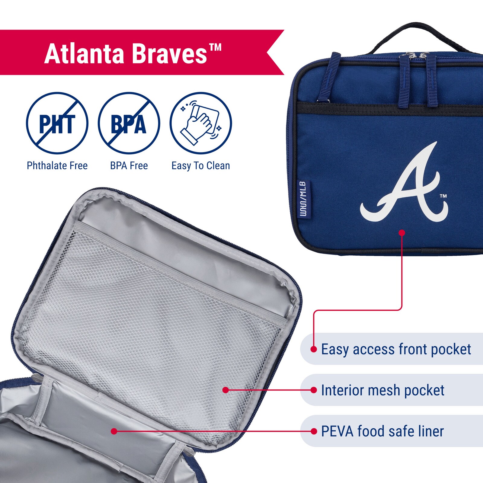 Atlanta Braves Wildkin 도시락 가방 & 백팩 2종 세트 상세 이미지 5