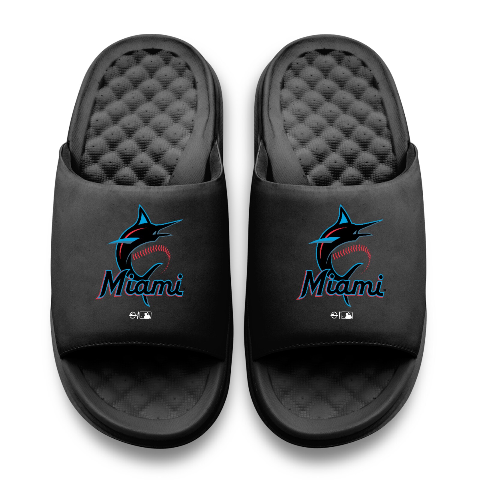 남녀공용 Miami Marlins ISlide 블랙 프라이머리 모티브 슬라이드 샌들 상세 이미지 3