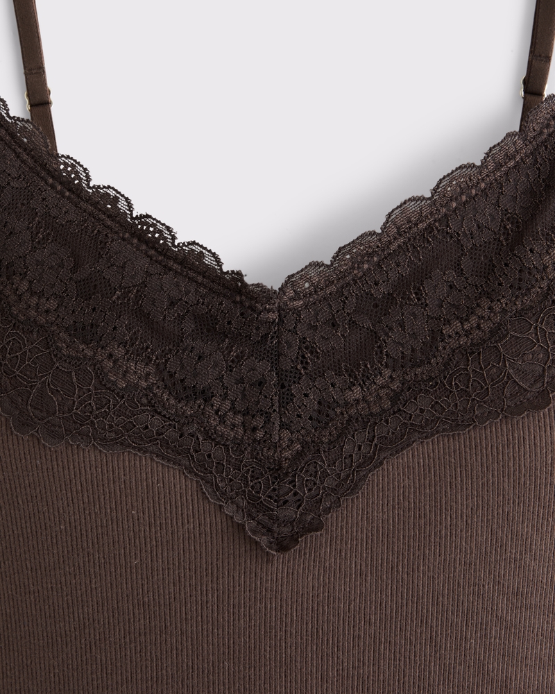 Bra-Free Ribbed Lace Trim Mini Dress 상세 이미지 7