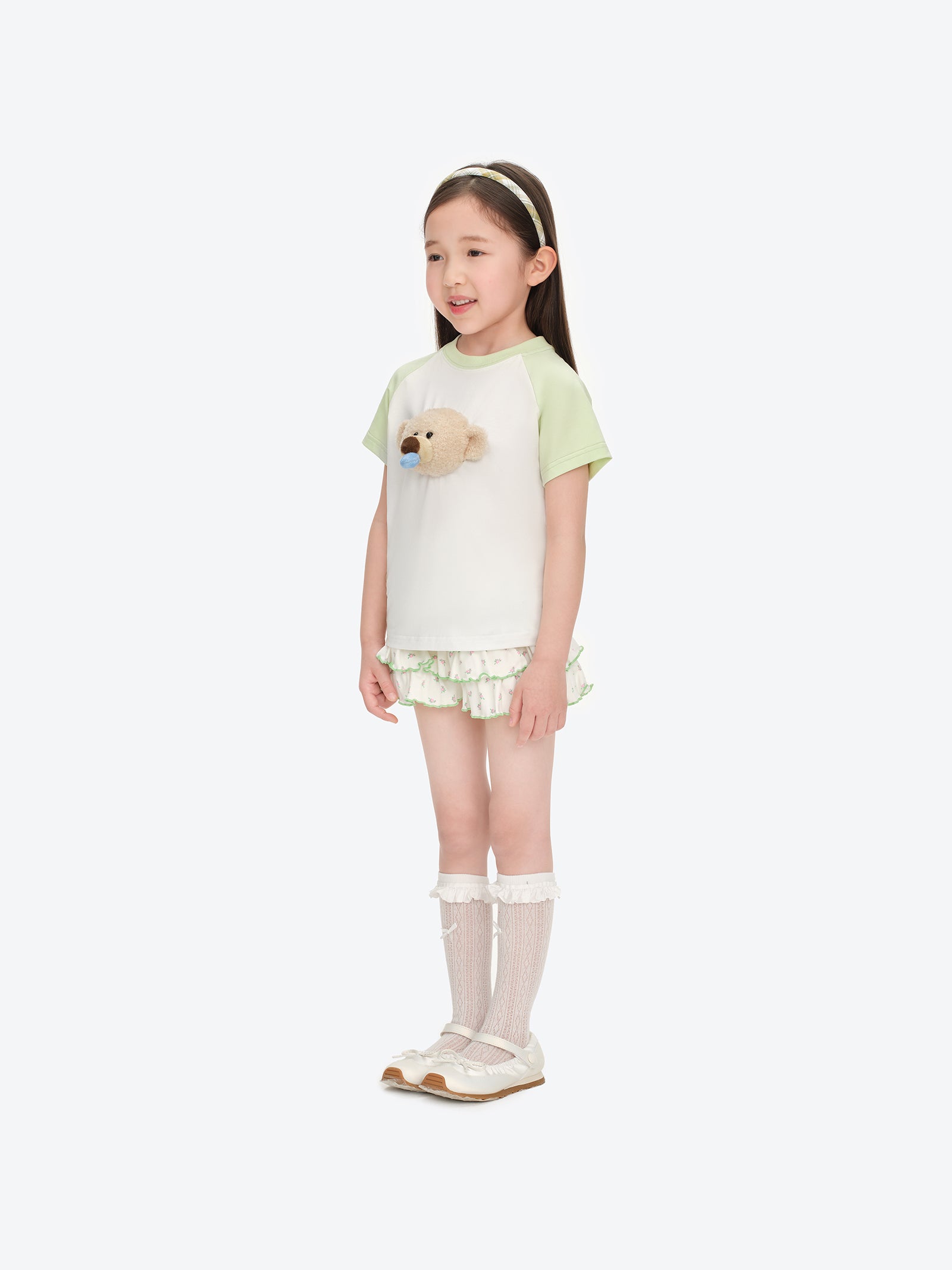 BabyBear 멍한 표정 티셔츠 그린 상세 이미지 3