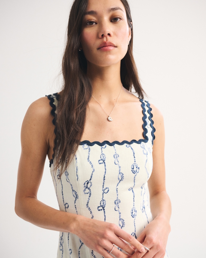 The A&F Mila Ric-Rac Linen-Blend Midi Dress 상세 이미지 2