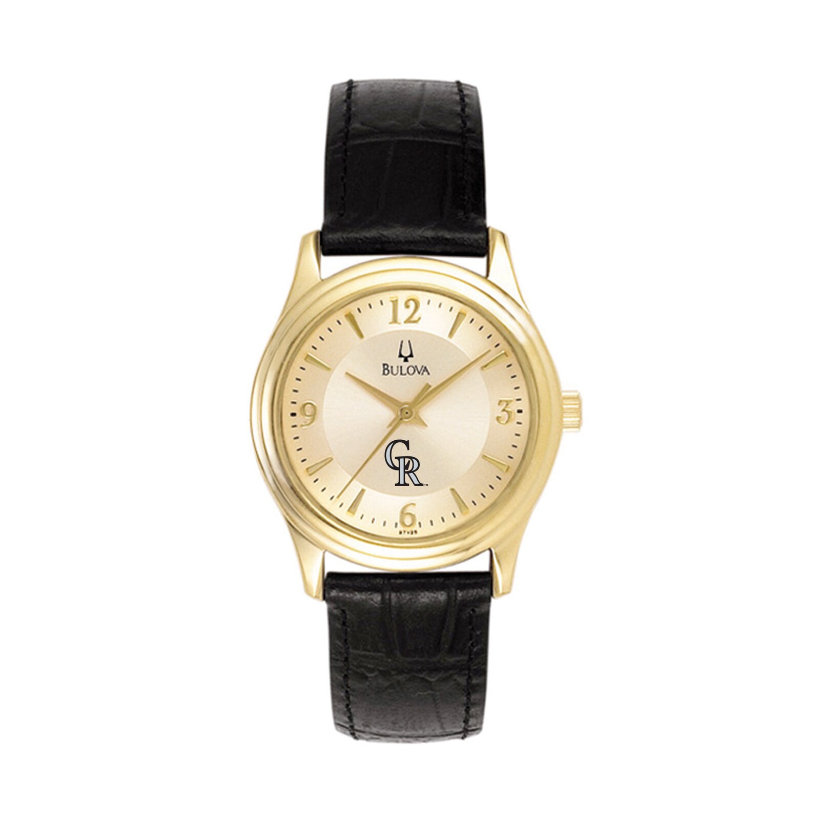 여성용 콜로라도 로키스 Bulova 골드 가죽 스트랩 시계