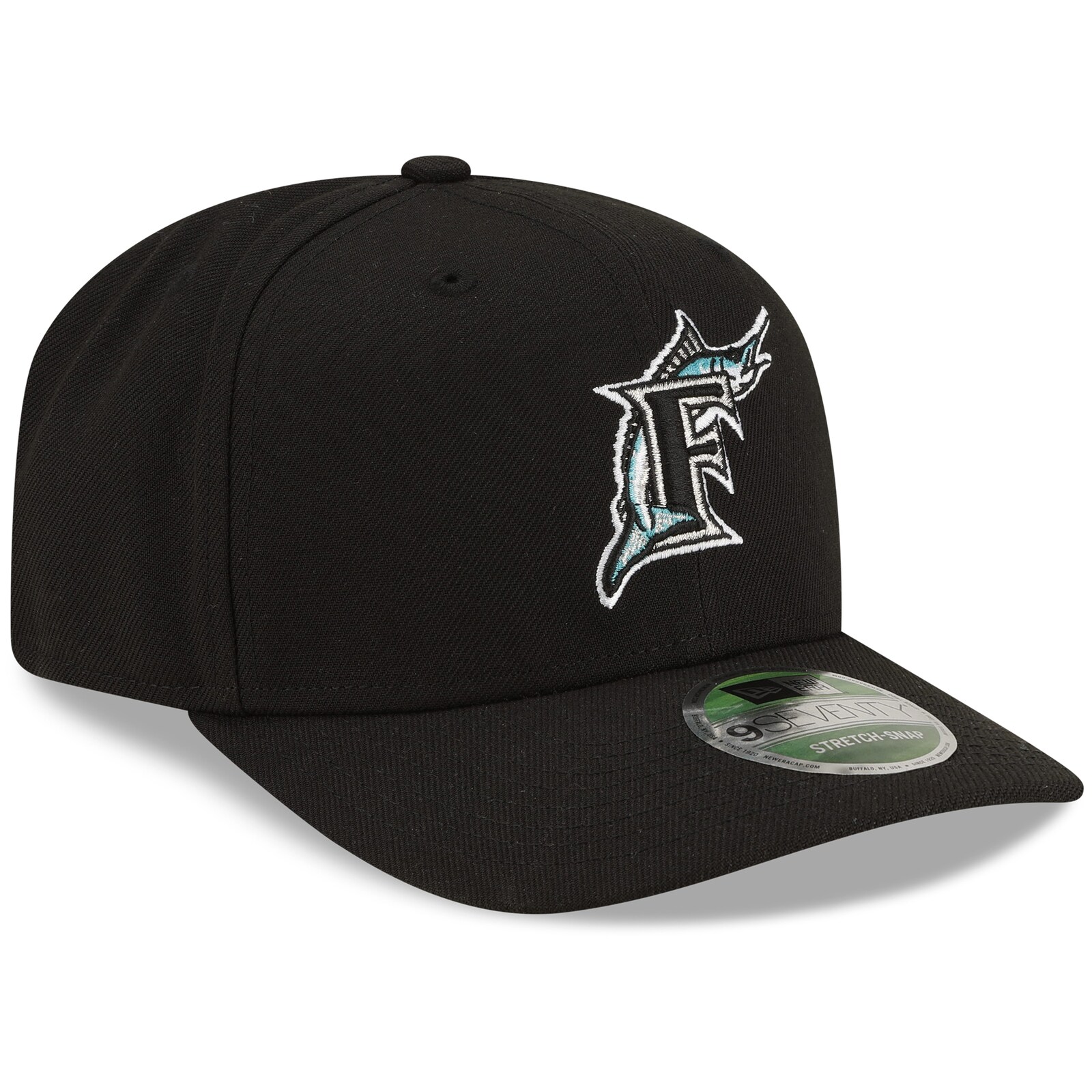 남성용 Florida Marlins New Era 블랙 Player Replica 9SEVENTY 조절식 모자 상세 이미지 4