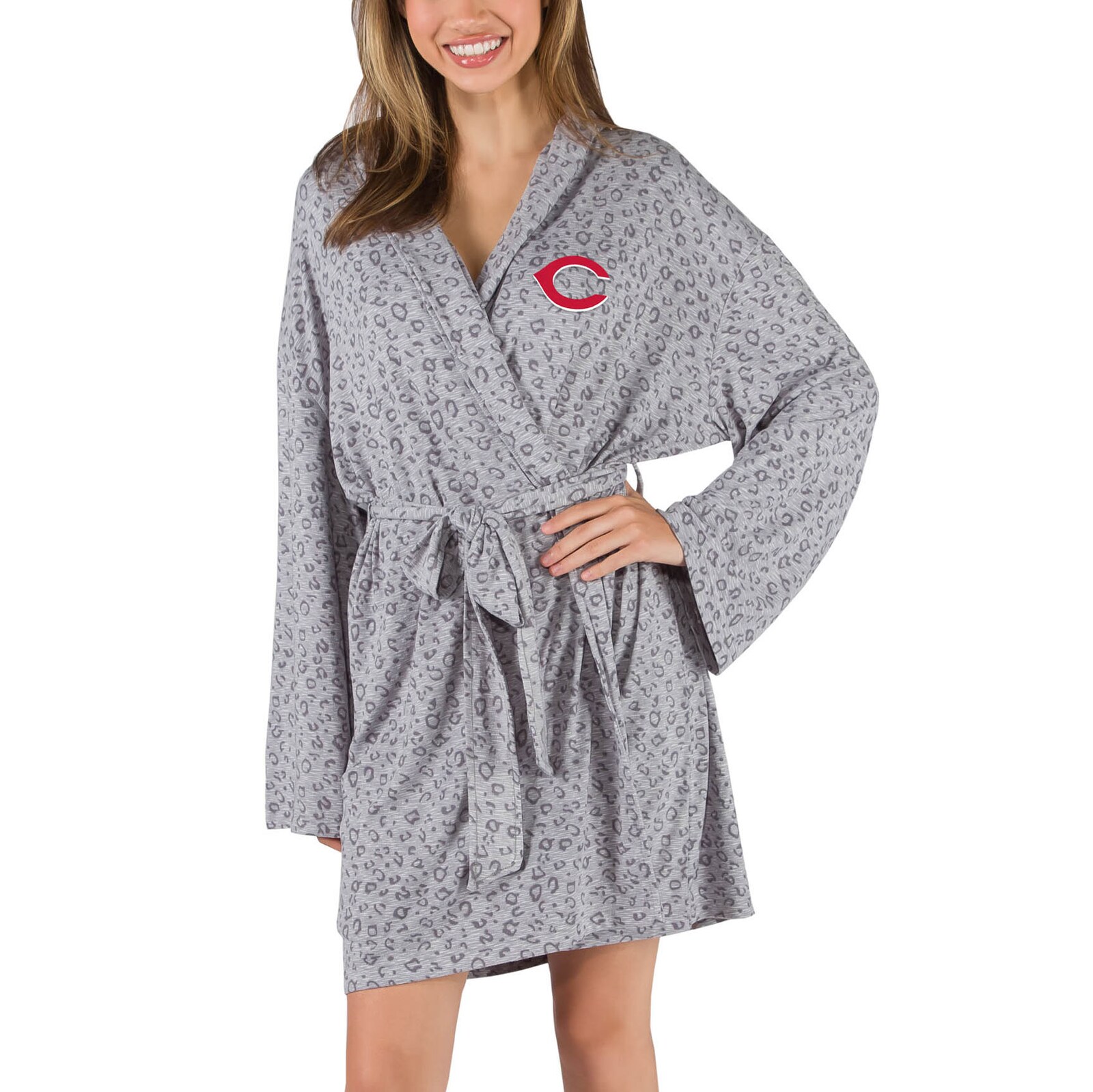 여성용 Cincinnati Reds Concepts Sport 그레이 프릴 하치 니트 로브